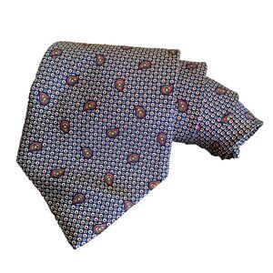 Tommy Hilfiger Designer Luxury Tie 100% Silk USA Made Blue Red Paisley Print